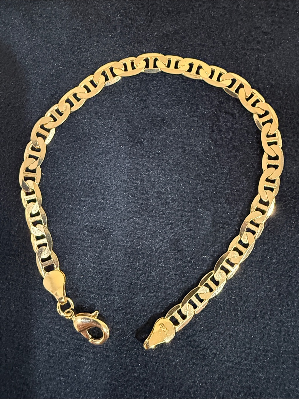 Polished stamped BZL Gold Link Chain Bracelet with Lobster Clasp 7 inches New